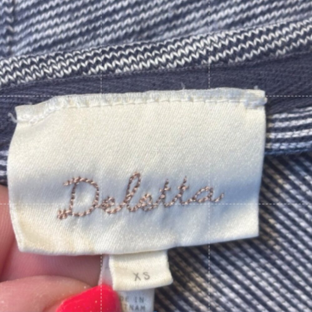 Anthropologie Deletta Pathed Seams 3/4 Sleeve Blue Swing Top Size XS - Picture 6 of 6